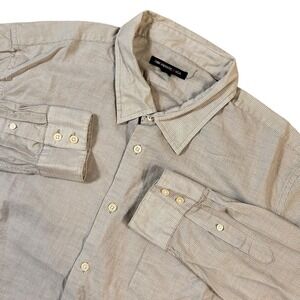 John Varvatos Shirt Mens 2XL Gray Striped‎ Cotton Long Sleeve Casual Button-Down